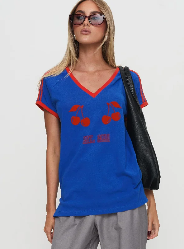 Women's Blouse with Shirt CollarFrom The Vine Sports Top Blue