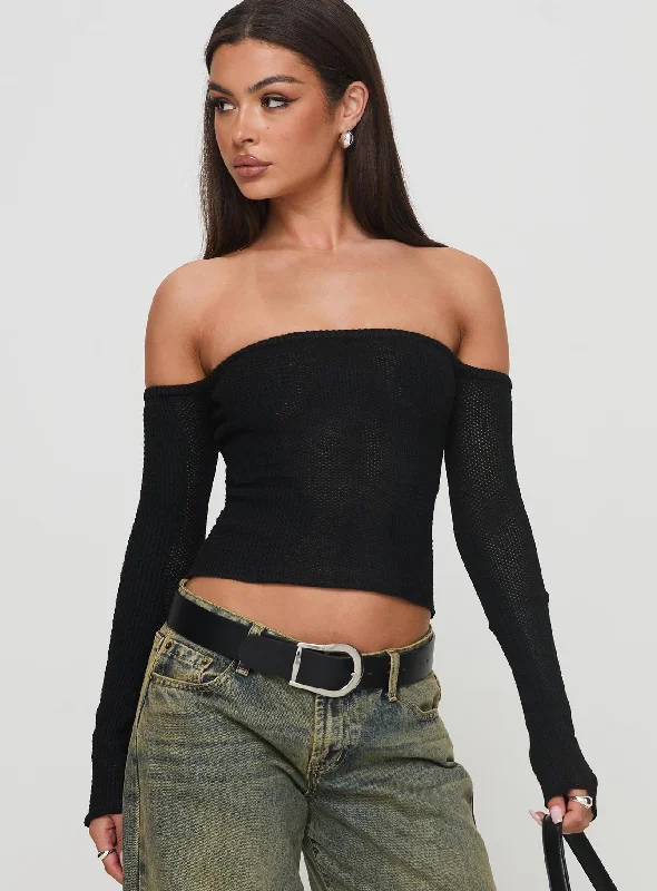 Women's Blouse with Narrow CollarLaroche Off Shoulder Top Black