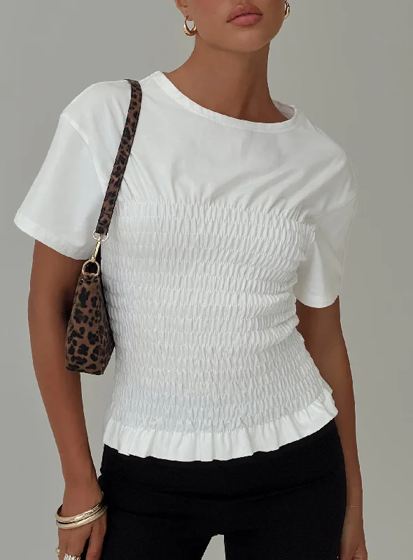 Women's Silk BlouseMaybe Tomorrow Ruched Top White