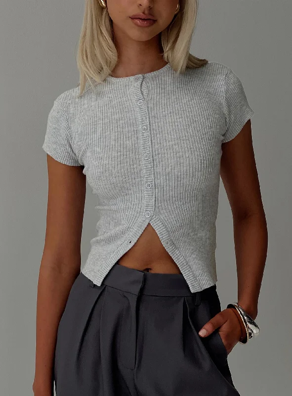 Women's Blouse with Sweetheart CollarSuzu Top Grey