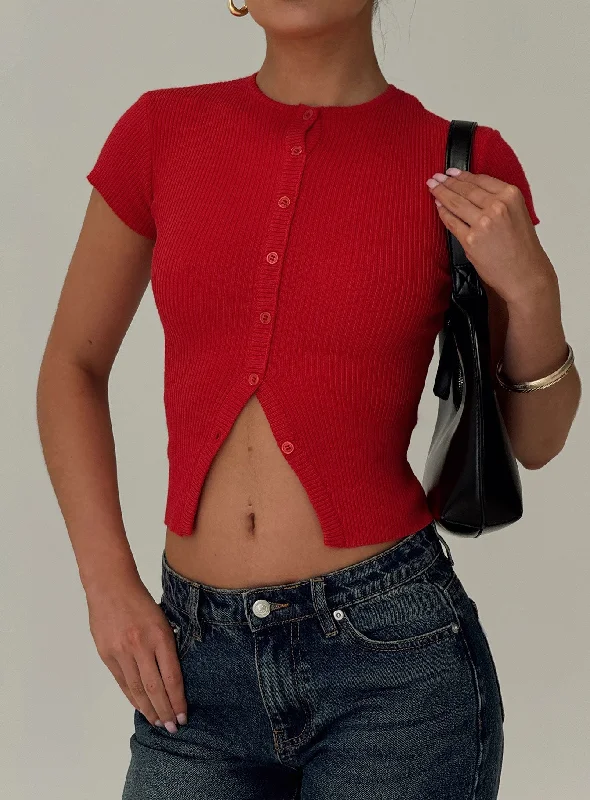 Women's Blouse with Rounded CollarSuzu Top Red