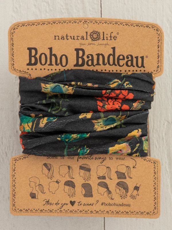 women's pajamas made in USAFull Boho Bandeau® Headband - Charcoal Orange Floral