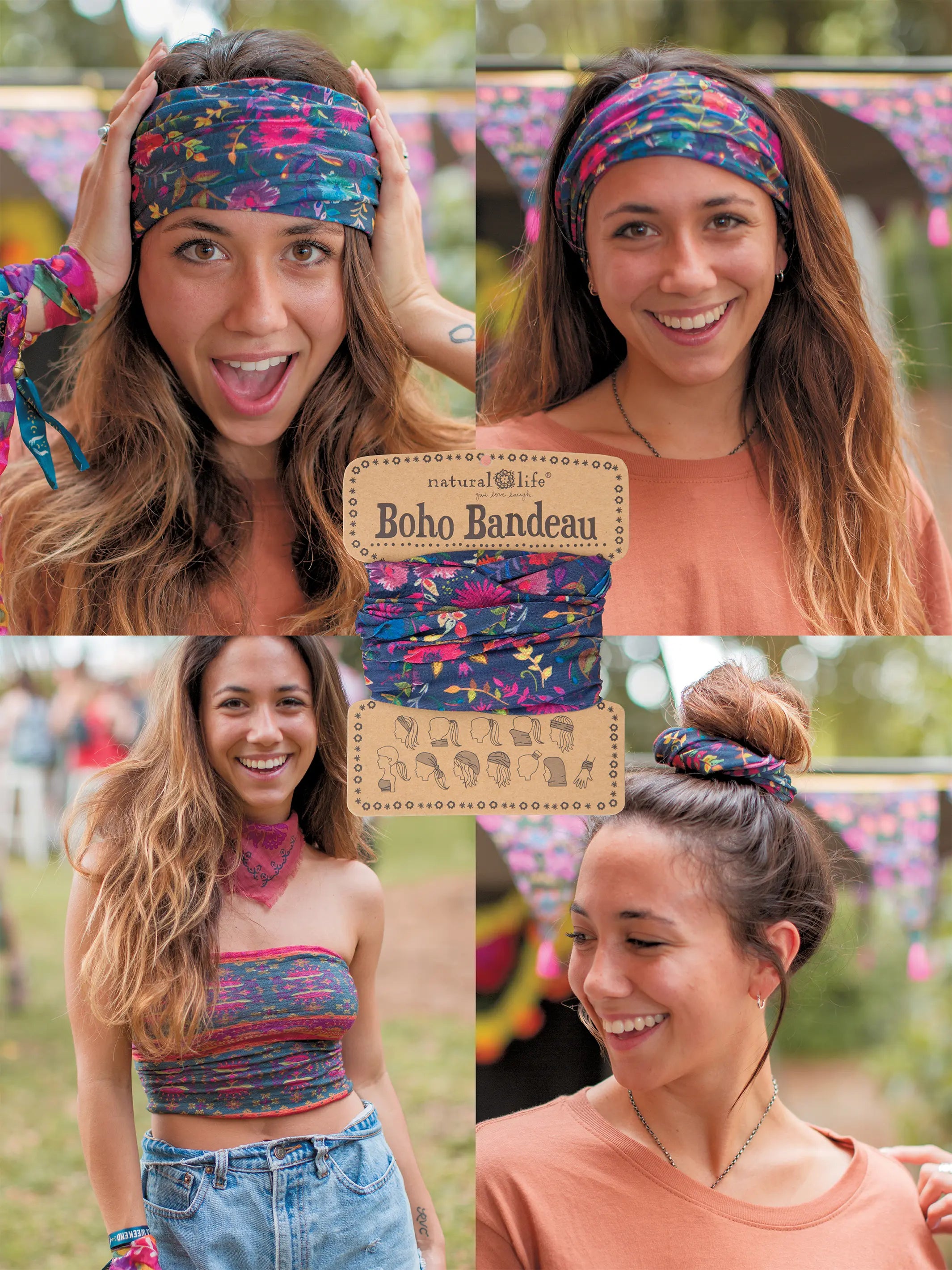 women's pajamas for those who love to stay in and relaxFull Boho Bandeau® Headband - Navy Wildflowers