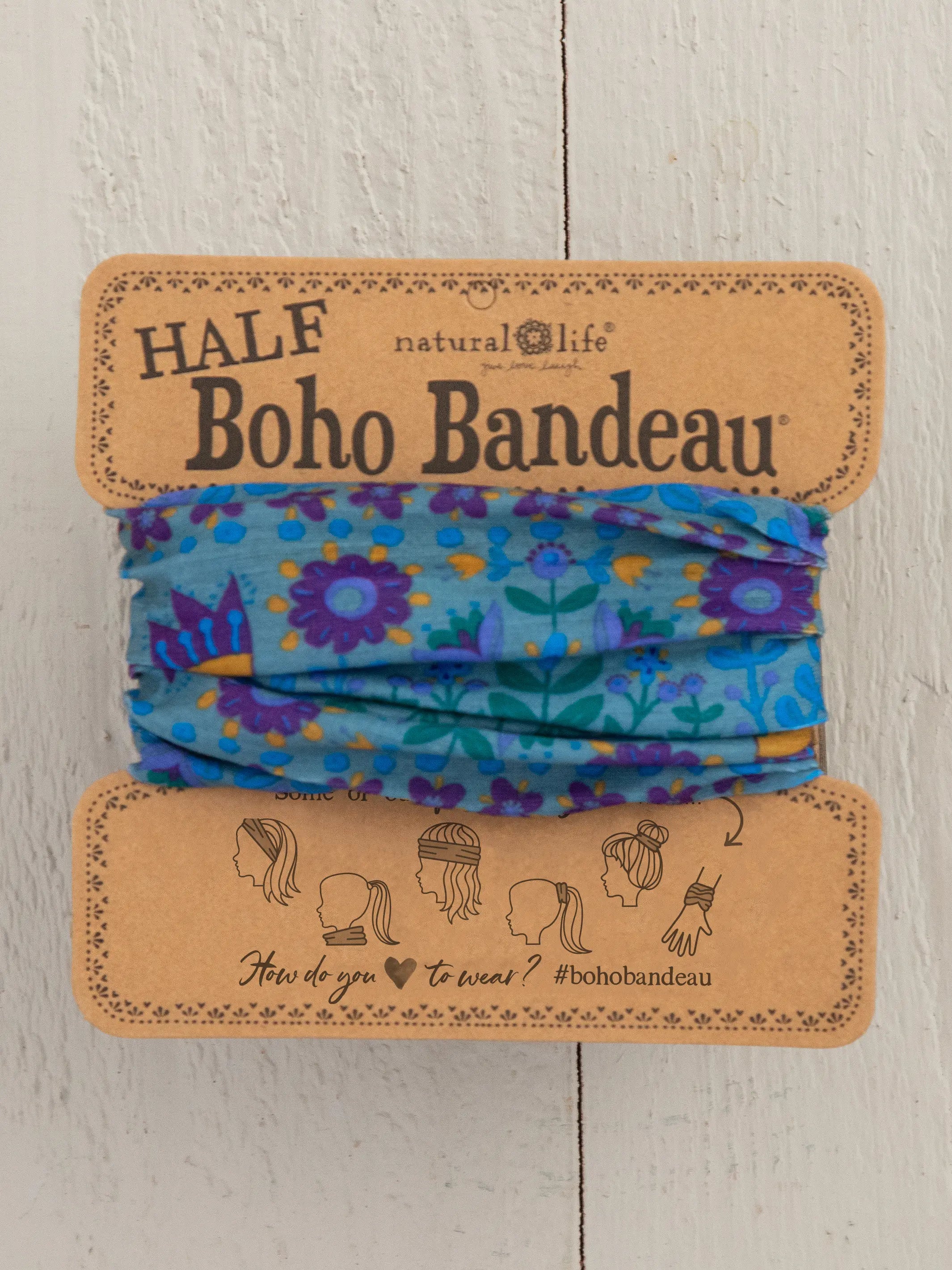 floral print women's pajamasHalf Boho Bandeau® Headband - Blue Floral Mandala