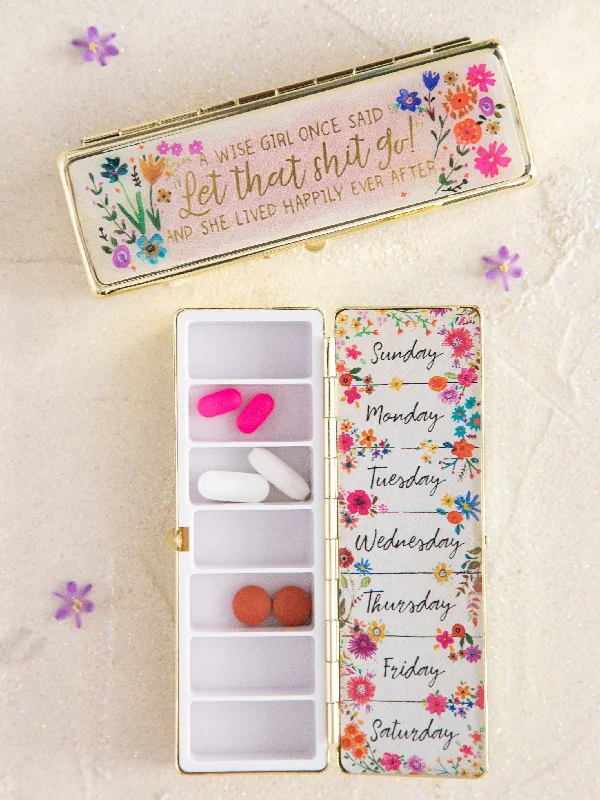 women's pajamas with a fitted designWeekly Pill Organizer - A Wise Girl Once Said