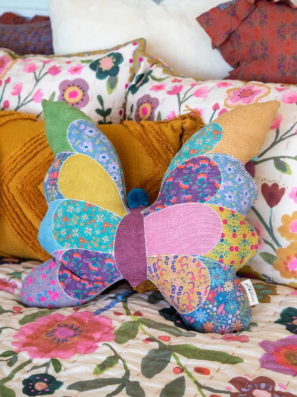 women's pajamas in bold patternsWhimsy Patchwork Pillow - Butterfly